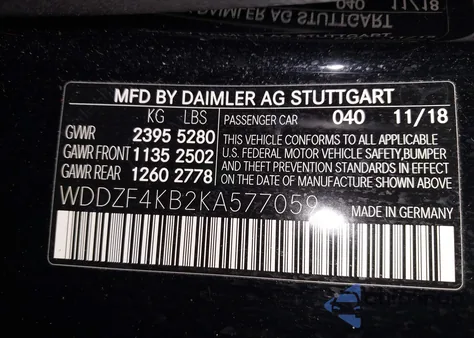 2019 Mercedes-Benz E 300 4Matic from USA, damaged, VIN WDDZF4KB2KA577059